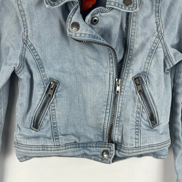 Joe Fresh Kids Jean Jacket Size S 6 Blue Denim Long Sleeve Cropped Double Brest - Picture 3 of 9